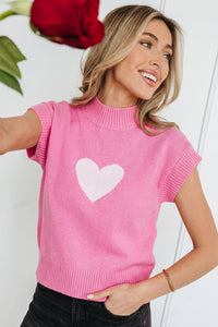 KaleaBoutique Stylish Valentine Heart Graphic Cropped Short Sleeve Sweater - KaleaBoutique.com
