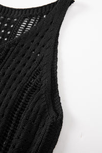 Crochet Hollow-out Sleeveless Beach Dress with Drawstring - KaleaBoutique.com