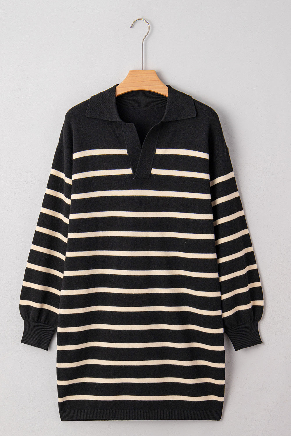 KaleaBoutique Stylish Polo Collar Puff Sleeve Sweater Mini Dress - KaleaBoutique.com
