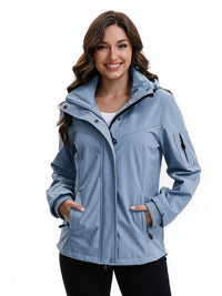 Women’s Multi-Pocket Jacket with Detachable Hood - KaleaBoutique.com