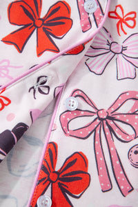 KaleaBoutique Stylish Cute Ribbon Bows Printed 2pcs Short Pajama Set - KaleaBoutique.com