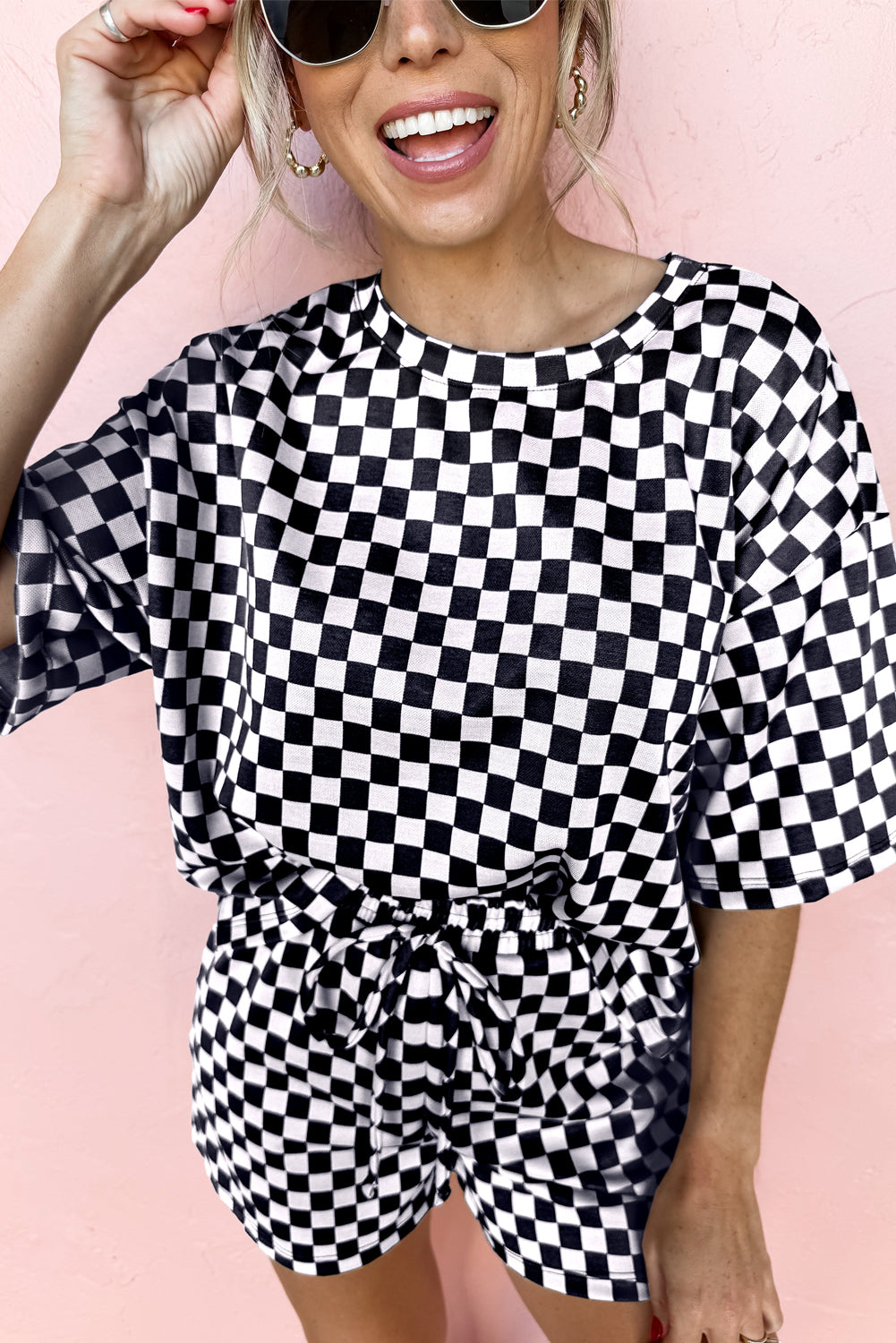 KaleaBoutique Stylish Checkered Top and Short Casual 2pcs Set - KaleaBoutique.com