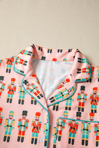 KaleaBoutique Comfortable Nutcracker March Long Sleeve Button Up 2pcs Pajama Short Set - KaleaBoutique.com