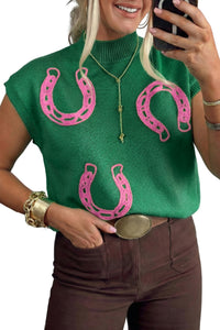 KaleaBoutique Comfortable Corded Horseshoes Ribbed Trim Mock Neck Short Sleeve Sweater - KaleaBoutique.com