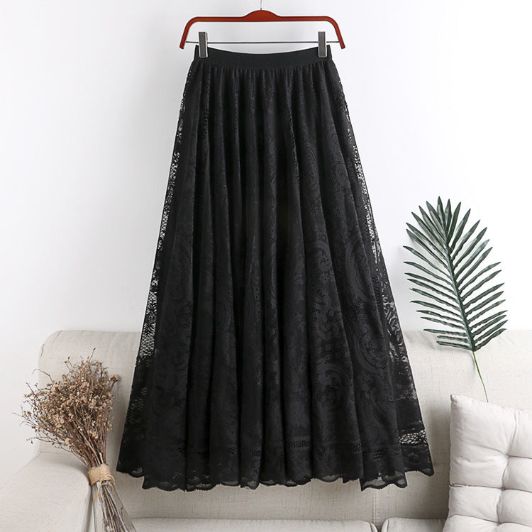Women's Elastic-Waist Floral Lace Maxi Skirt - KaleaBoutique.com