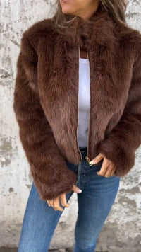 KaleaBoutique Women's Faux-Fur Stand-Collar Zip Jacket - KaleaBoutique.com