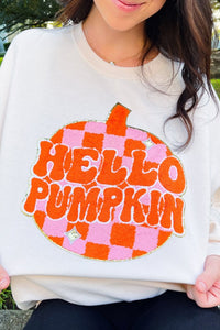 KaleaBoutique Stylish Terry Halloween Pumpkin Patched Pattern Pullover Sweatshirt - KaleaBoutique.com