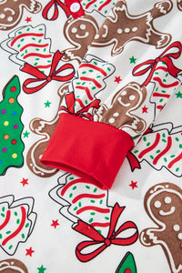 KaleaBoutique Stylish Christmas Pattern Button V Neck Pullover Drawstring Pants 2pcs Lounge Set - KaleaBoutique.com
