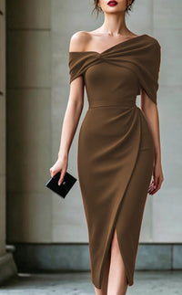 European And American Cross-Border Summer New Elegant Commuting Solid Color Irregular Dress Gown - KaleaBoutique.com