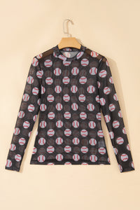 KaleaBoutique Stylish Baseball Game Day Sheer Mesh Long Sleeve Top - KaleaBoutique.com