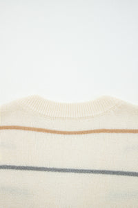 KaleaBoutique Comfortable Striped Buttoned Front V Neck Drop Shoulder Cardigan Sweater - KaleaBoutique.com