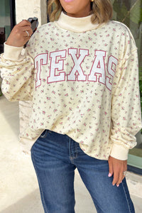 KaleaBoutique Stylish Floral Print Stand Neck Long Sleeve Slogan Sweatshirt - KaleaBoutique.com