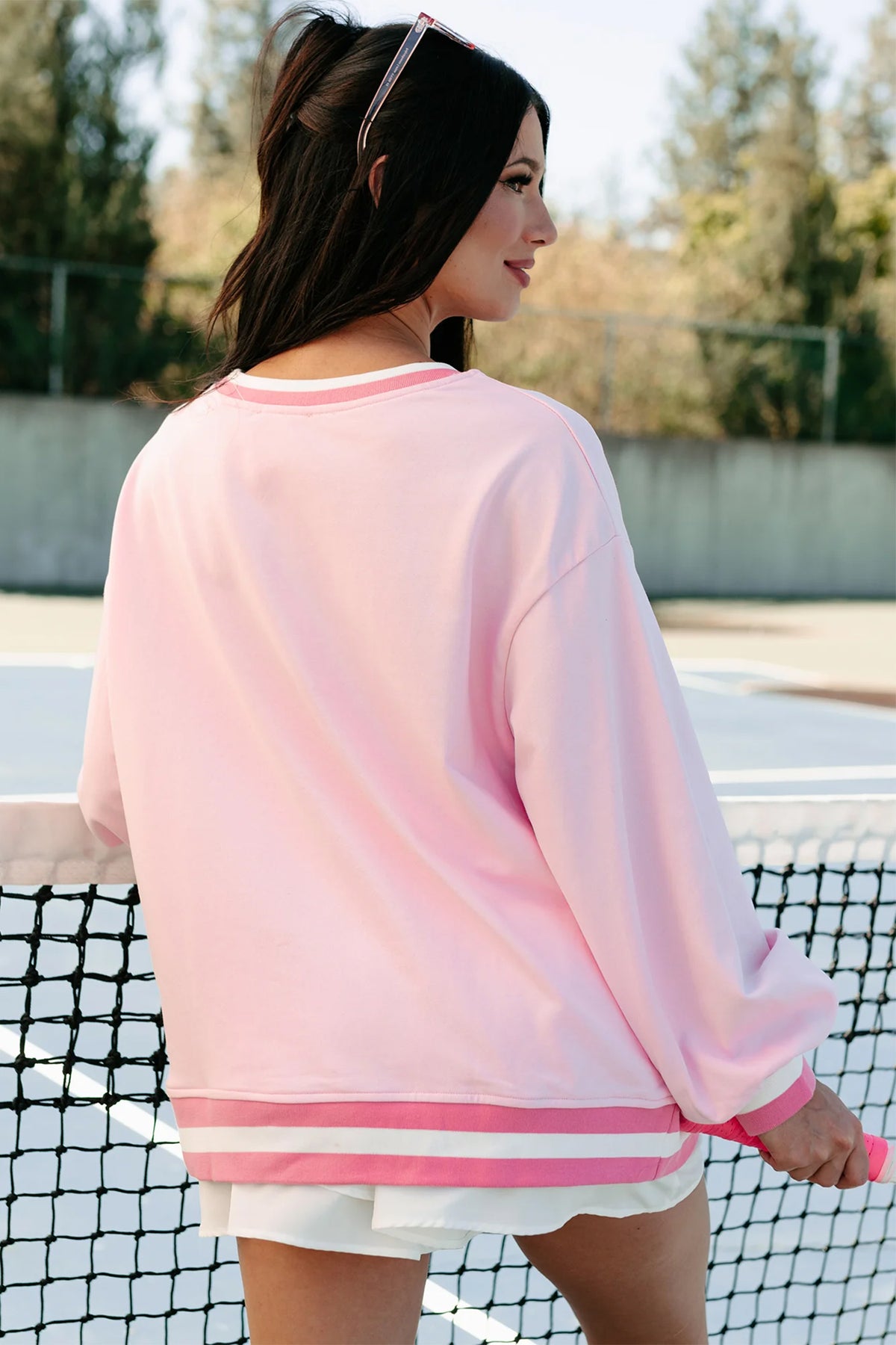 KaleaBoutique Comfortable Embroidered Tennis Club Crew Neck Pullover Sweatshirt - KaleaBoutique.com