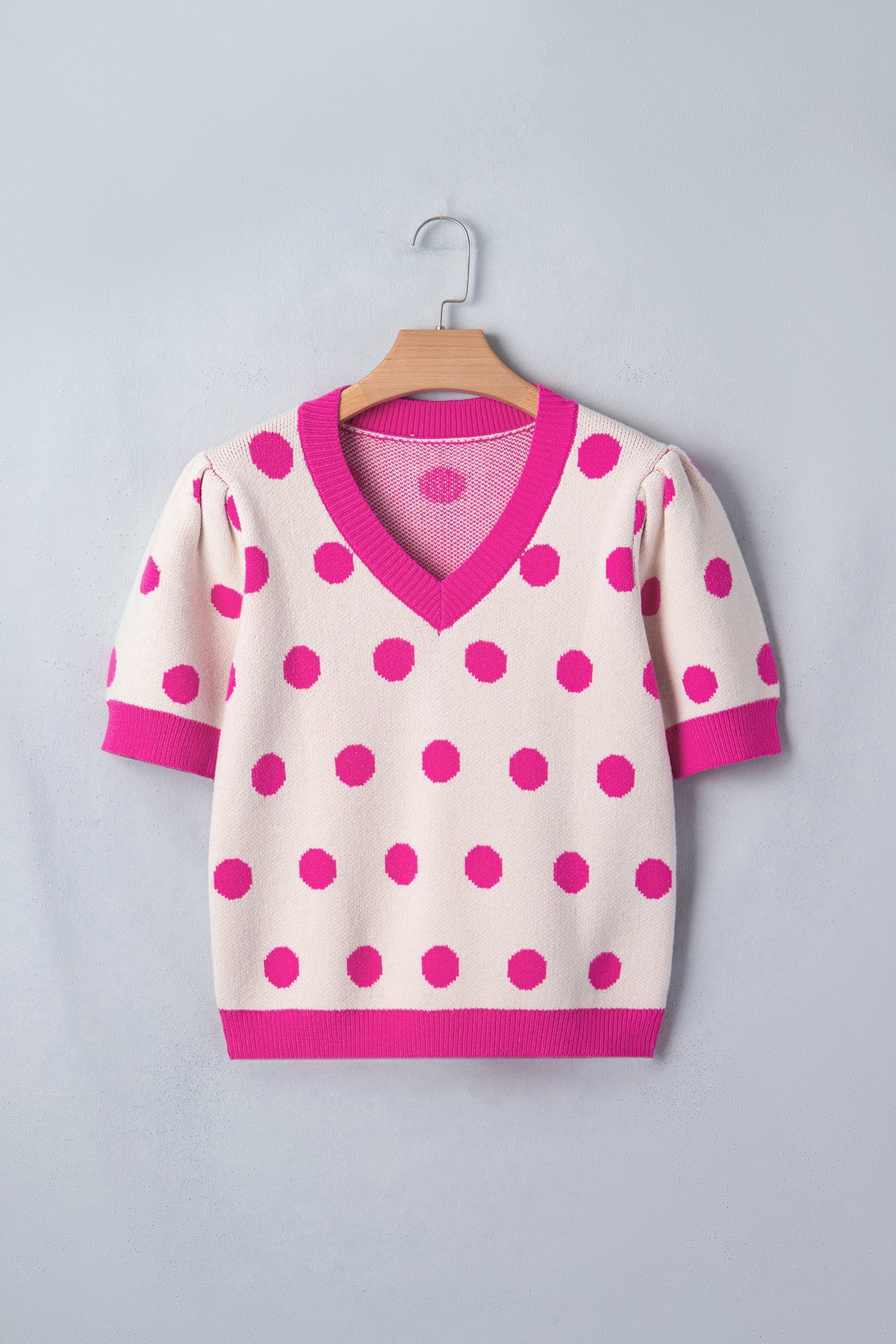 KaleaBoutique Stylish Polka Dot Puff Short Sleeve Sweater Top - KaleaBoutique.com