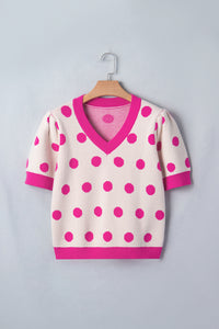 KaleaBoutique Stylish Polka Dot Puff Short Sleeve Sweater Top - KaleaBoutique.com
