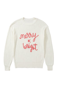 KaleaBoutique Striped Merry Bright Letter Christmas Sweater - KaleaBoutique.com