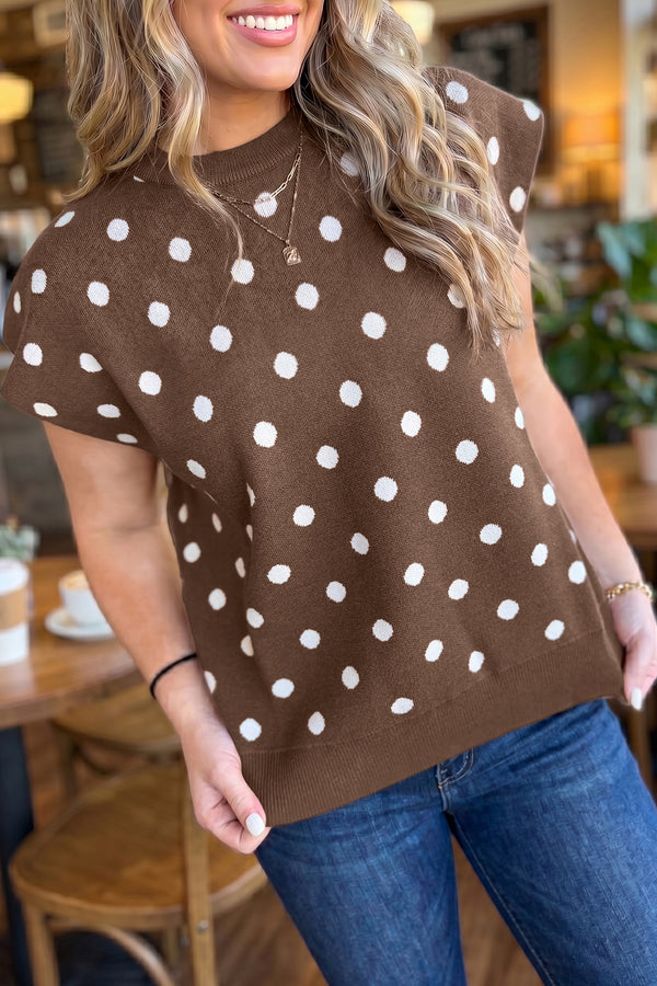 KaleaBoutique Comfortable Dolman Short Sleeve Round Neck Polka Dot Sweater - KaleaBoutique.com