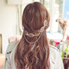 Gold Leaves and Rope Dual Chain Hair Vine, Bridal Gold Chained Vine Hairclip, Boho Dancer Hairpiece - KaleaBoutique.com