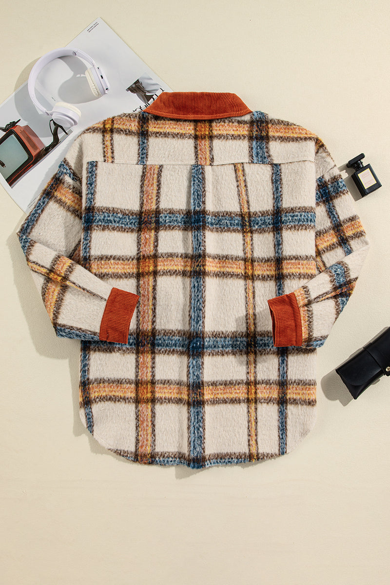 KaleaBoutique Plus Size Plaid Print Collared Buttoned Jacket - KaleaBoutique.com