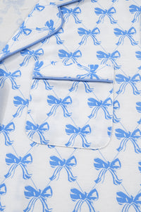 KaleaBoutique Stylish Bow Print Long Sleeve Shirt and Pants Soft Pajama Set - KaleaBoutique.com