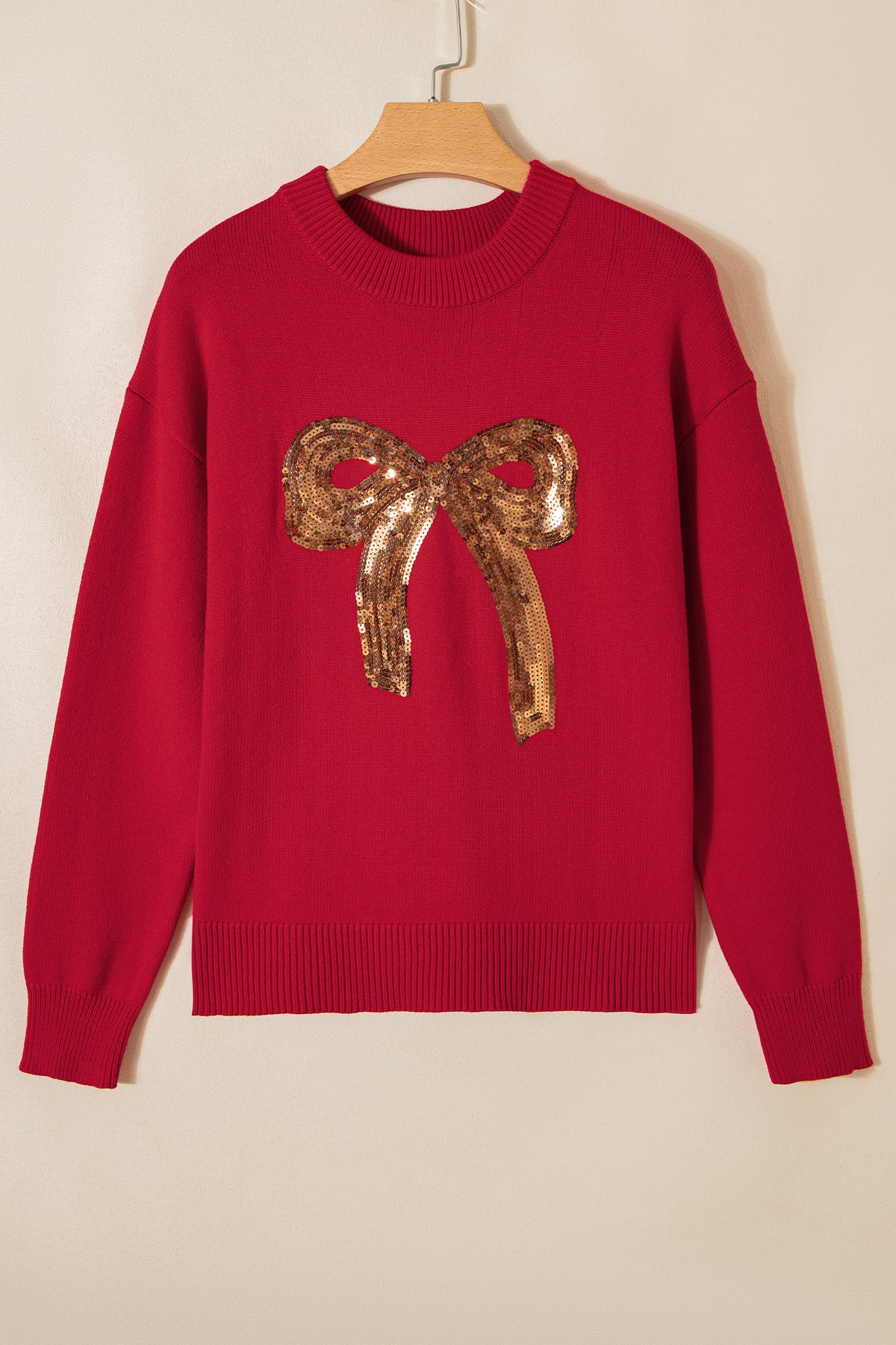 Sequined Bow Graphic Christmas Holiday Sweater - KaleaBoutique.com