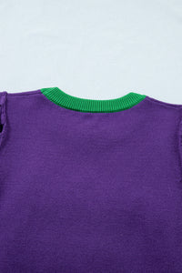 KaleaBoutique Comfortable Mardi Gras Tinsel Graphic Short Sleeve Sweater - KaleaBoutique.com