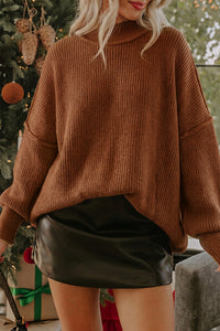 Long Sleeve Ribbed Knit Stand Neck Regular Fit Sweater - KaleaBoutique.com