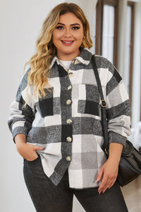 Plus Size Checkered Button-Up Shacket - KaleaBoutique.com