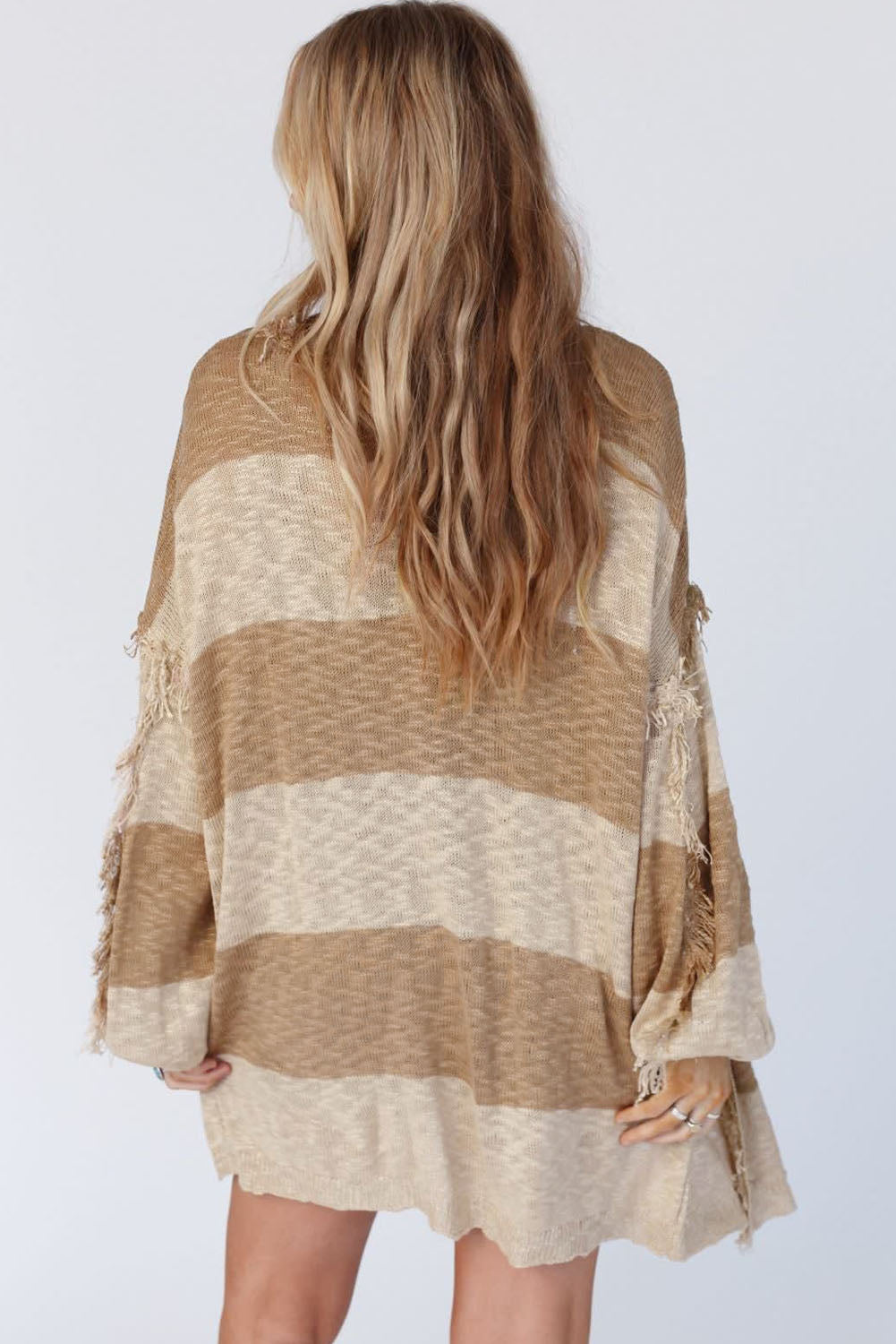 KaleaBoutique Beautiful Lantern Sleeve Fringed Open Cardigan - KaleaBoutique.com