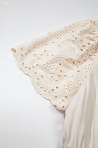 Apricot Plus Size V-Neck Eyelet Embroidered Maxi Dress - KaleaBoutique.com