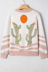 KaleaBoutique Stylish Desert Cactus Buttoned Front Sweater Cardigan - KaleaBoutique.com
