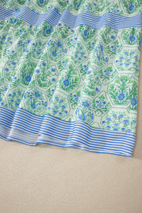 KaleaBoutique Stylish Geometric Floral Print Striped Patchwork Detail Sleeveless Dress（Runs Small ） - KaleaBoutique.com