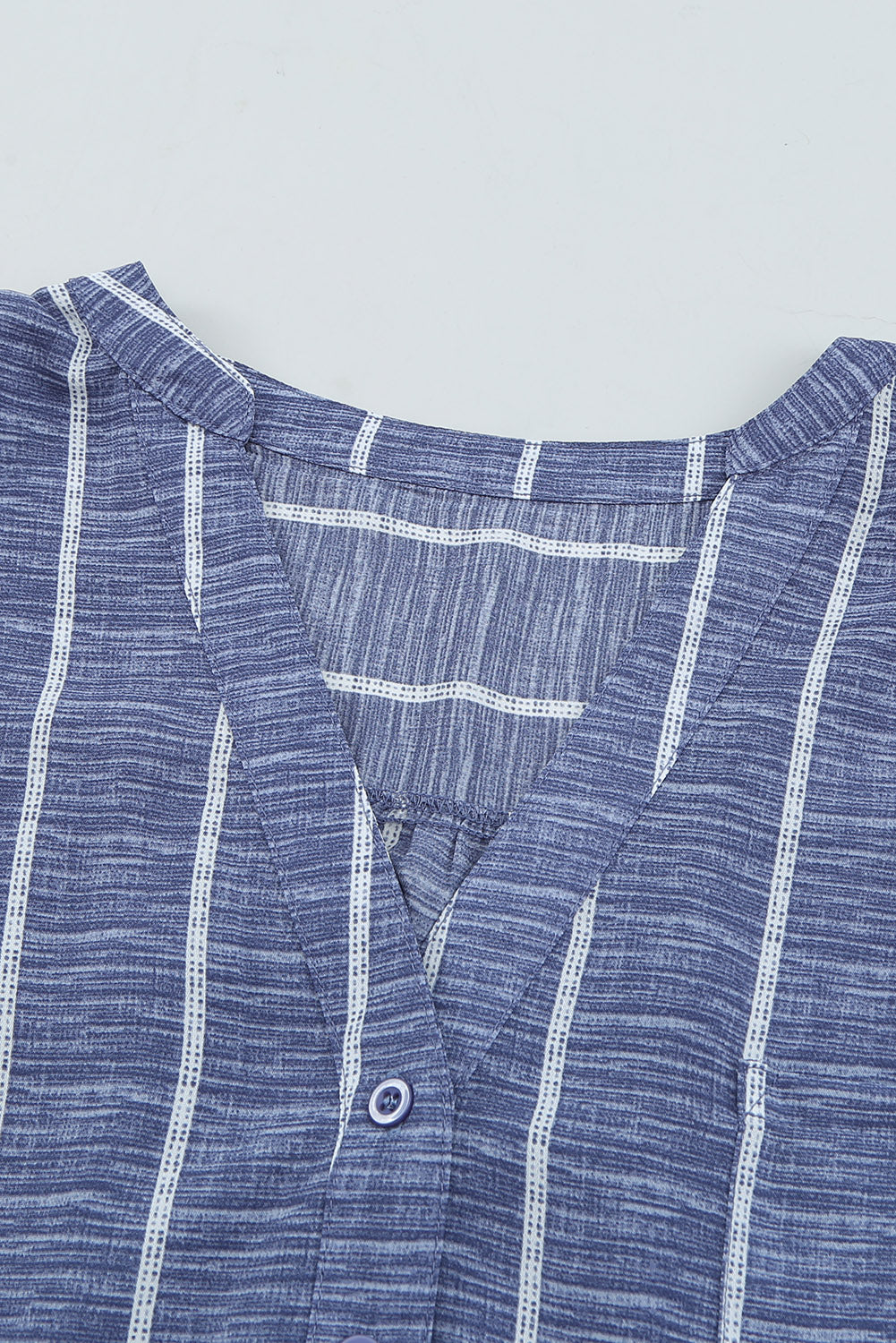 KaleaBoutique Stylish Striped Print V Neck Half Buttons Loose Blouse - KaleaBoutique.com