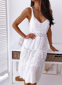 New European And American Style Lace Splicing Sling Beach Dress - KaleaBoutique.com