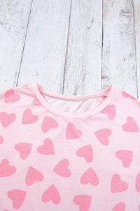 KaleaBoutique Comfortable Valentine Heart Shape Print Long Sleeve Top Shorts Lounge Set - KaleaBoutique.com