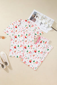 KaleaBoutique Stylish Christmas Spirit Cute Holiday Print Short Sleeve Shirt and Pants 2pcs Pajama Set - KaleaBoutique.com