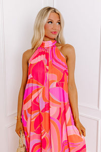 KaleaBoutique Stylish Abstract Printed High Neck Knotted Nape Sleeveless Maxi Dress - KaleaBoutique.com
