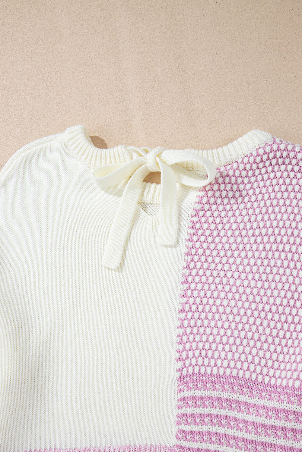 KaleaBoutique Neutral Colorblock Tie Back Sweater - KaleaBoutique.com