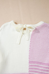 KaleaBoutique Neutral Colorblock Tie Back Sweater - KaleaBoutique.com