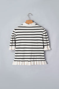 KaleaBoutique Comfortable Ruffle Trim Button Down Knit Short Sleeve Sweater Cardigan - KaleaBoutique.com