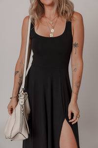 KaleaBoutique Chic Sleeveless Scoop Neck Flared Split Midi Dress - KaleaBoutique.com