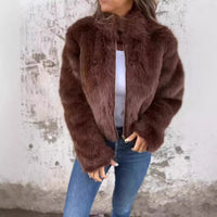 KaleaBoutique Women's Faux-Fur Stand-Collar Zip Jacket - KaleaBoutique.com