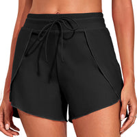 Women's Drawstring Overlap-Hem Swim Shorts - KaleaBoutique.com