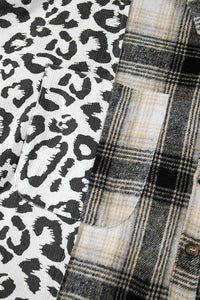 KaleaBoutique Plus Size Plaid Leopard Printed Patchwork Button Up Shacket - KaleaBoutique.com