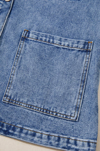Patchwork Leather Collar Long Sleeve Denim Jacket - KaleaBoutique.com