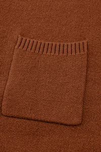 KaleaBoutique Stylish Ribbed High Neck Front Pockets Center Seam Shift Sweater Dress - KaleaBoutique.com