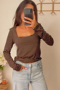 KaleaBoutique Classic Stylish Square Neck Long Sleeve Top - KaleaBoutique.com
