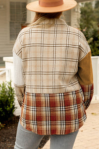 Plus Size Plaid Patchwork Button up Shacket - KaleaBoutique.com