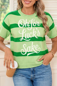 KaleaBoutique Comfortable Oh for Lucks Sake St Patricks Day Short Sleeve Sweater - KaleaBoutique.com