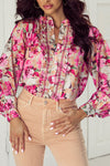 KaleaBoutique Floral Print Ruffled Stitch Buttoned Loose Fit Shirt - KaleaBoutique.com